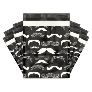 10x13 Stylish Mustache Designer Poly Mailers Shipping Envelopes Premium Printed Bags