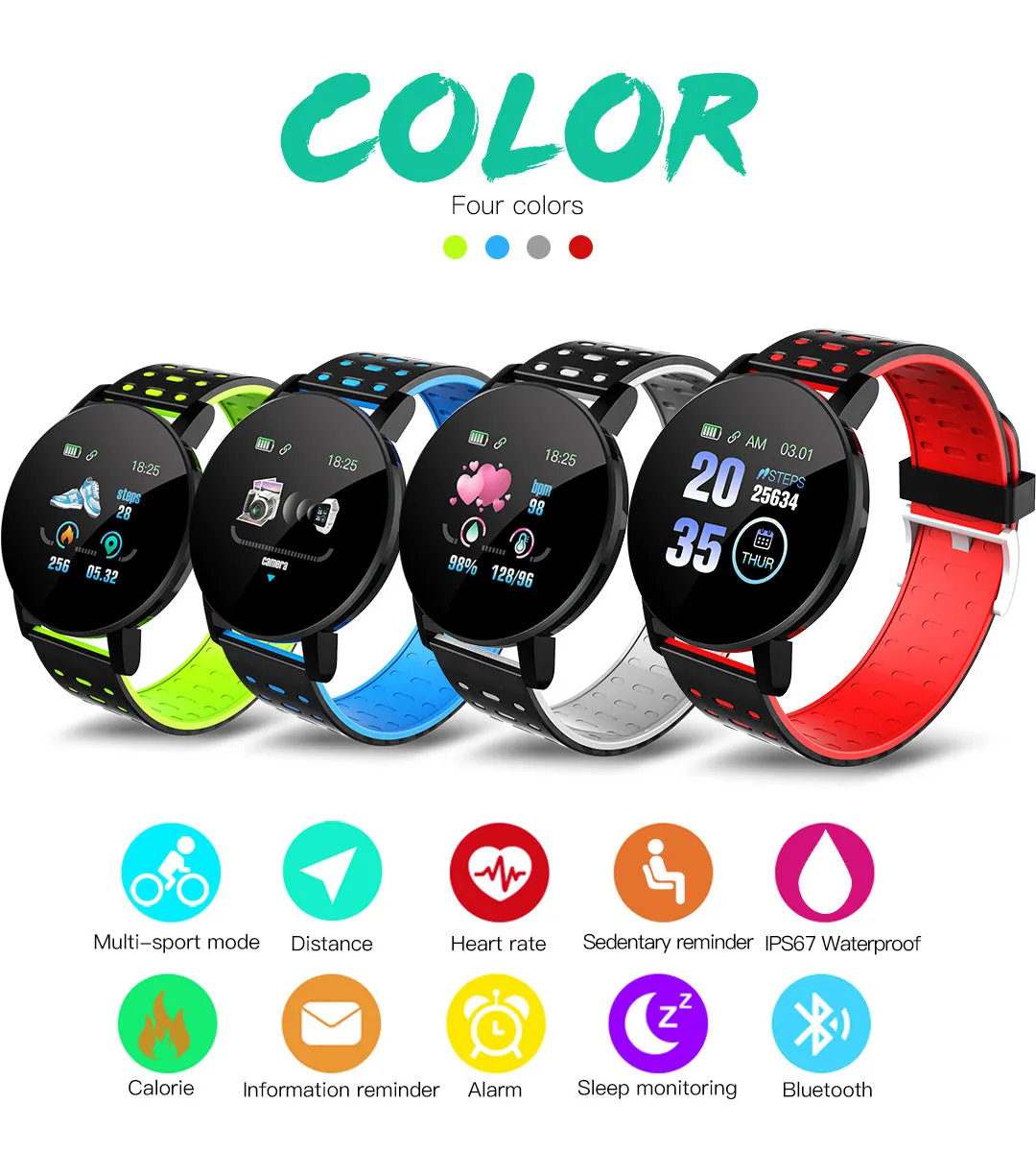 119 Plus Smart Watch & Fitness Tracker (with HR & BP Tracker, Call & MSG Alerts, IPS HD Screen)