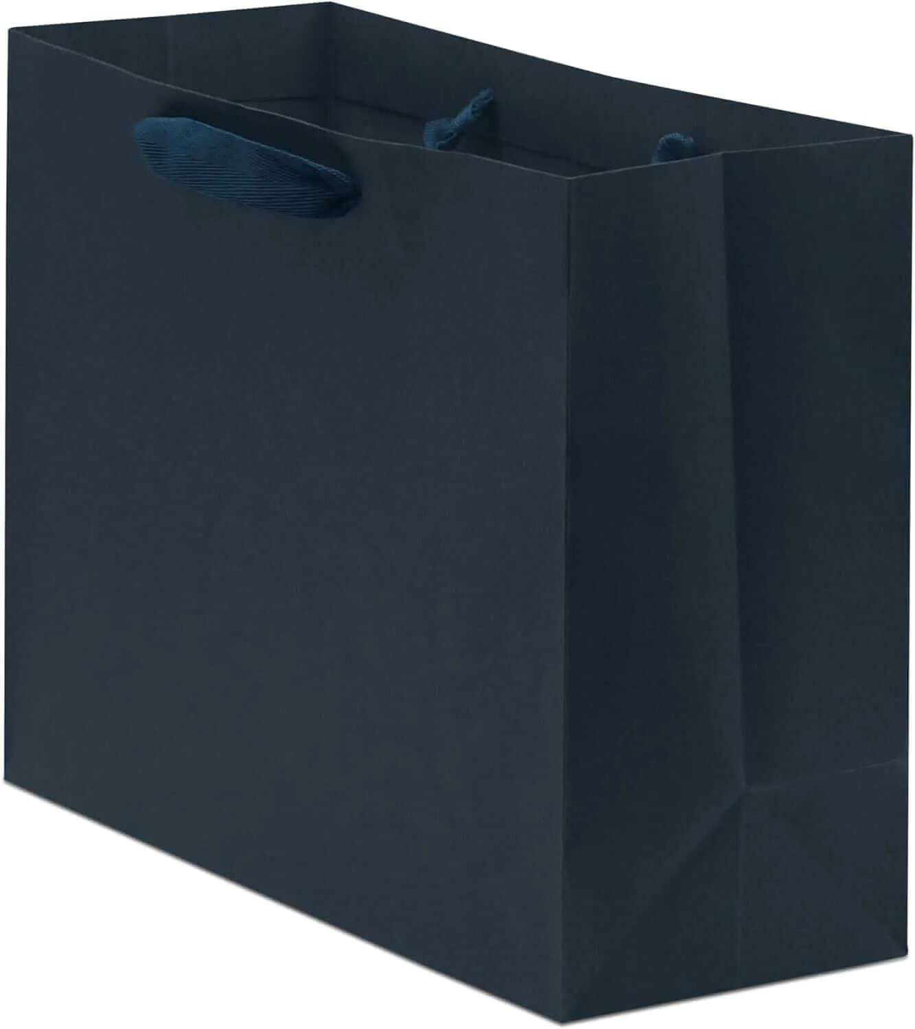 16x6x12 Large Navy Blue Paper Bags with Ribbon Handles