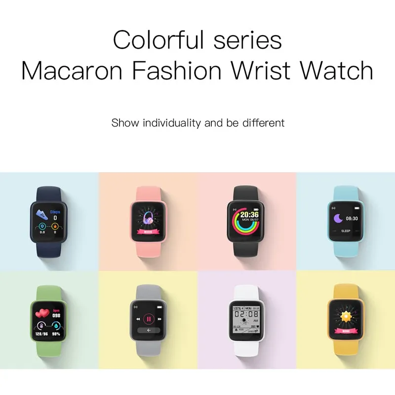 2021 Macaron Y68S Smart Watch (BP, HR & Blood Oxygen)