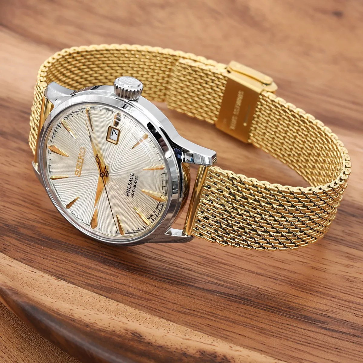 20mm Milanese Bony Wire Mesh Band, Polished IP Gold