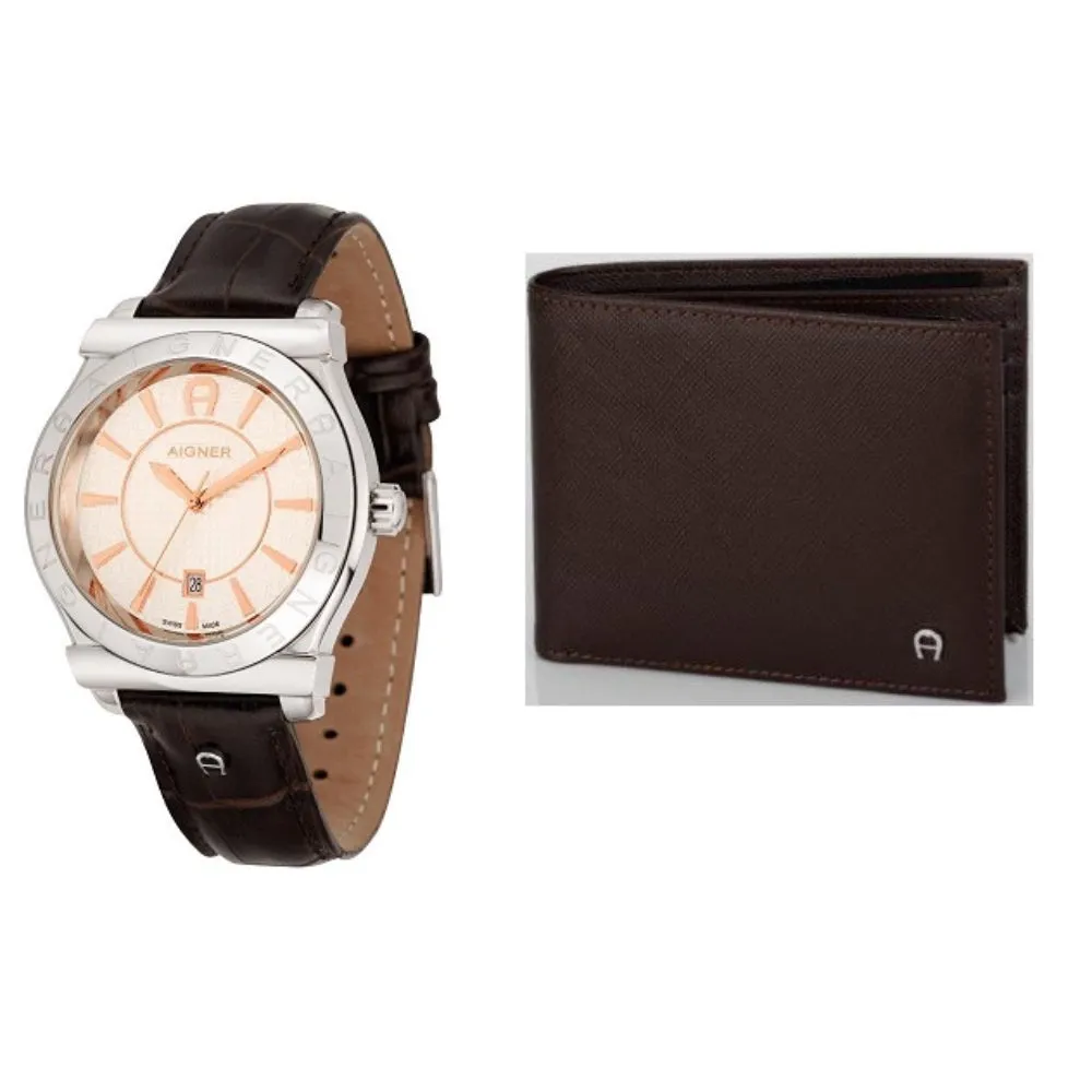 Aigner Bolzano Men Silver Watch Set