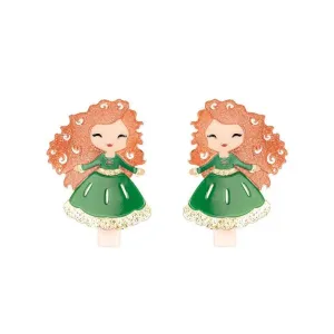 Alligator Hair Clips | Cute Doll - Green Dress | Lilies and Roses NY