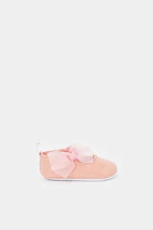 Baby Pink Bow Pram Shoe