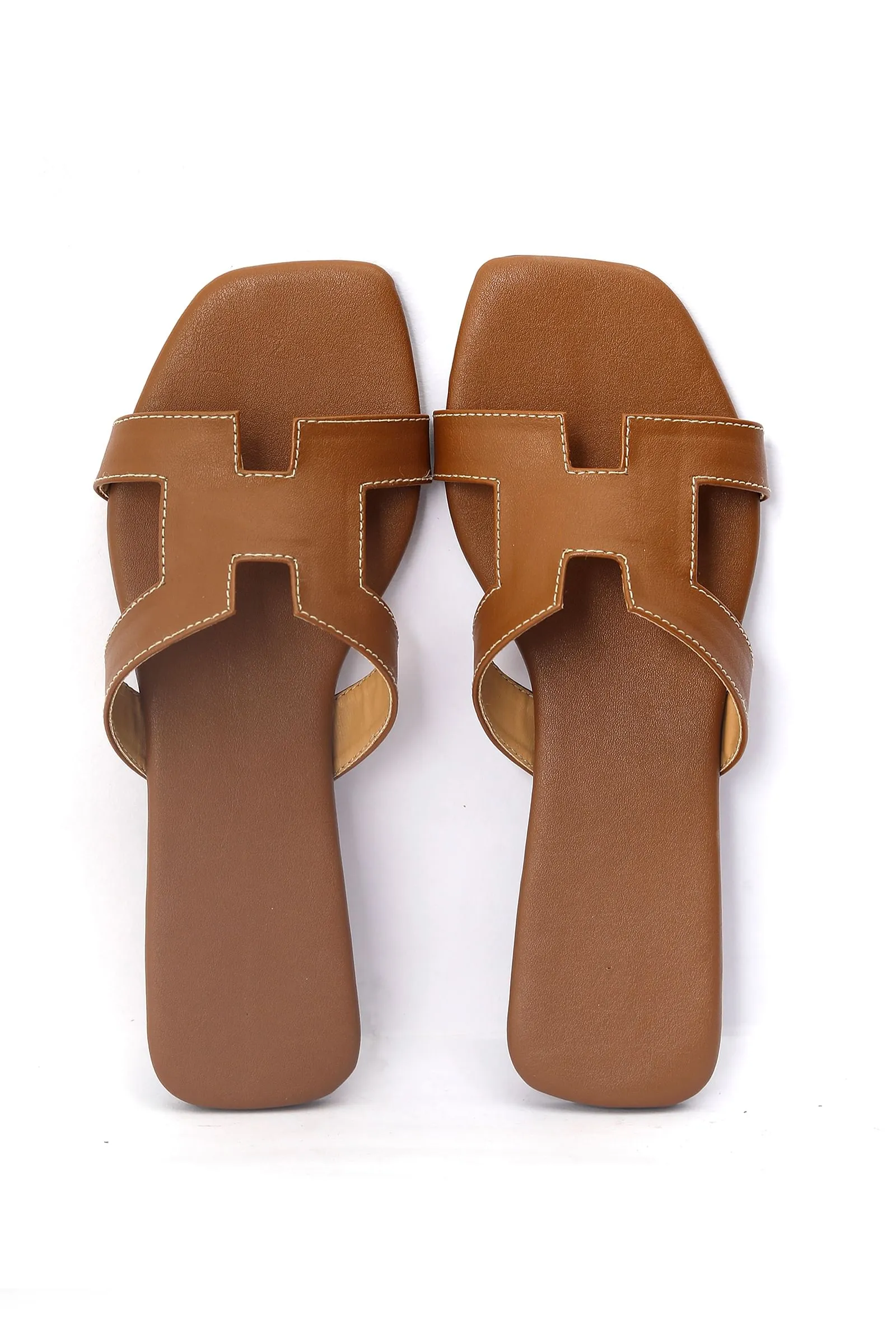 Bark Brown Cruelty Free Leather Sliders