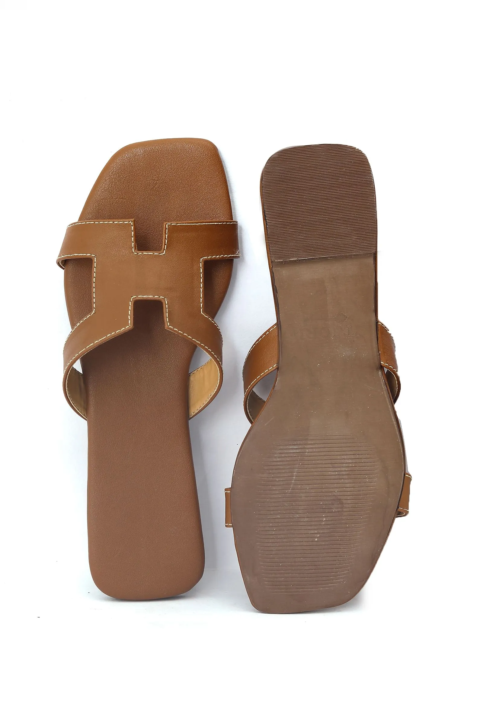 Bark Brown Cruelty Free Leather Sliders