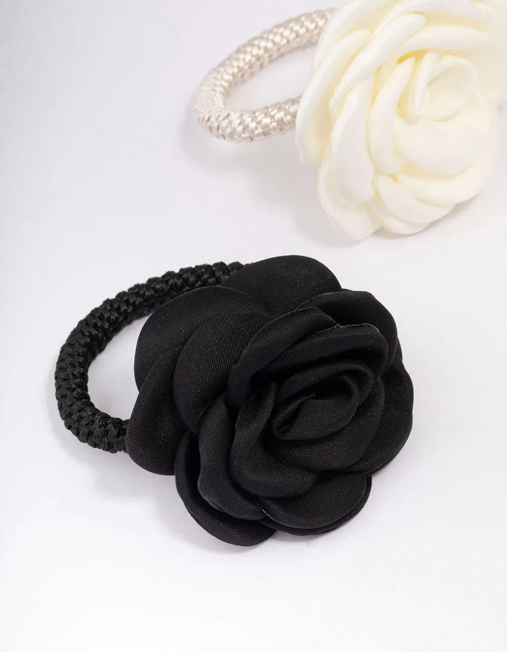 Black & Ivory Rosette Hair Tie Pack