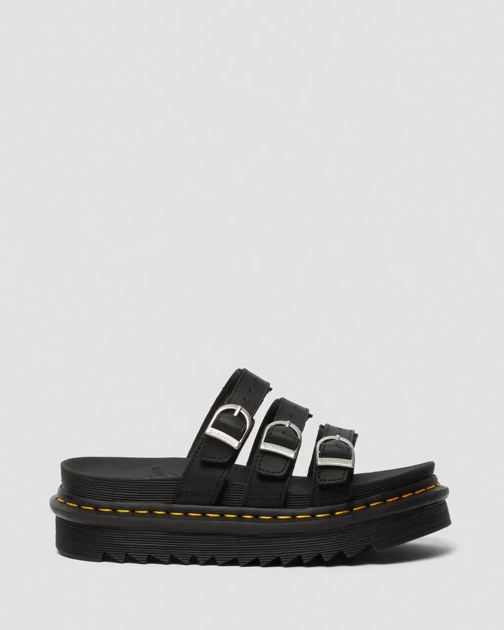 Blaire Slide Leather Sandals in Black