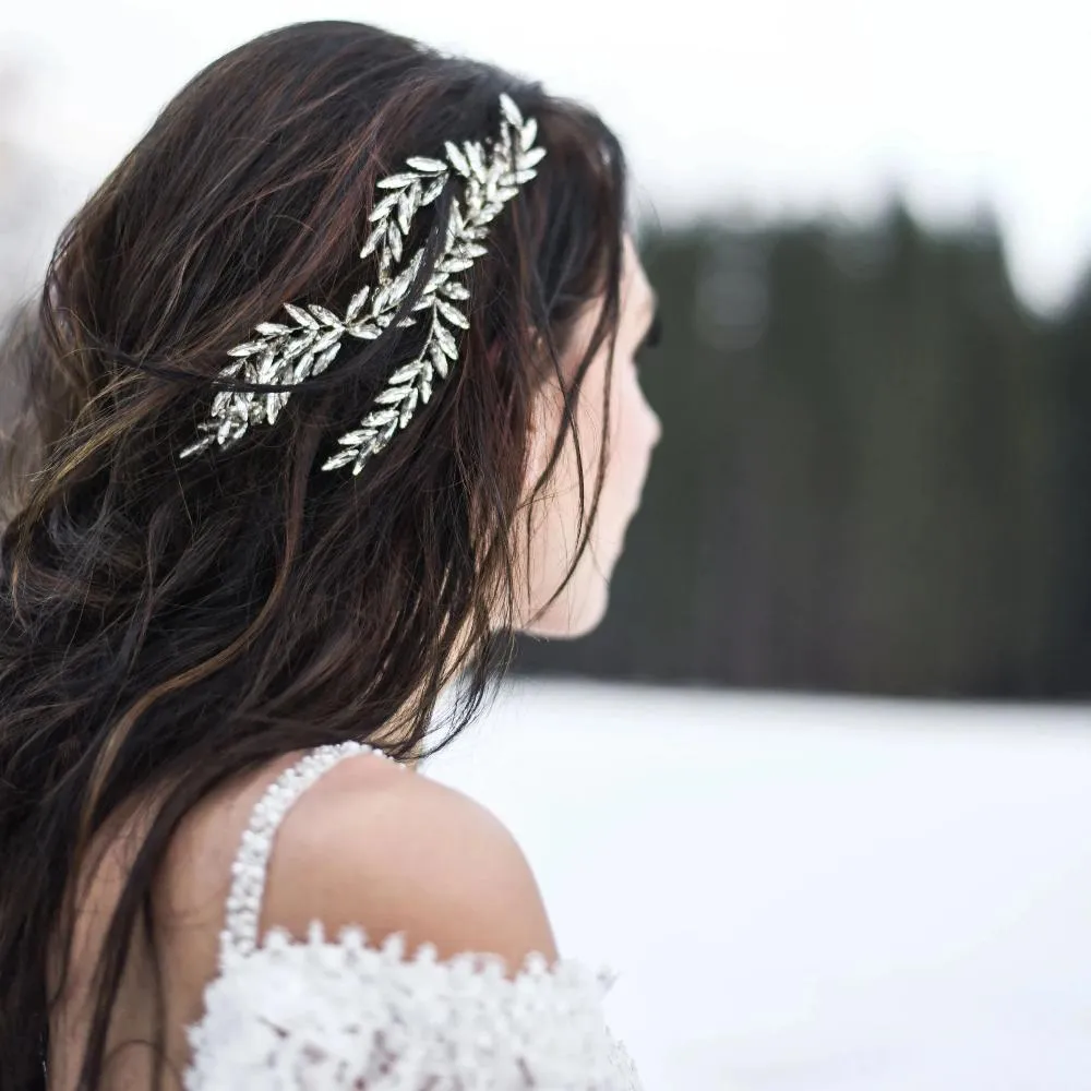 C168. silver crystal bridal hairpiece, hair comb for wedding