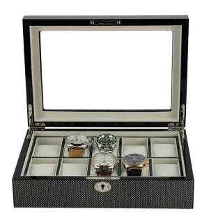 Carbon Fibre Wooden Watch Box for 10 Watches