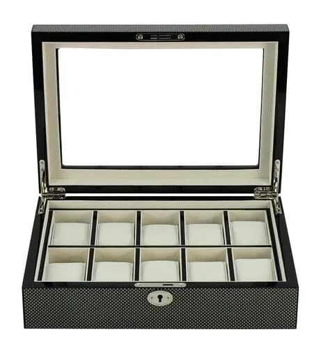 Carbon Fibre Wooden Watch Box for 10 Watches