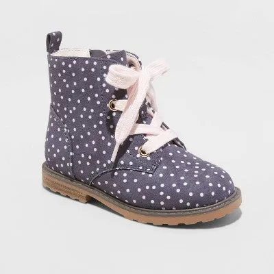 Cat & Jack Toddler Velvet Lace-Up Zipper Ankle Combat Boots