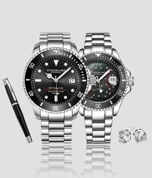 Classic Couple Diver Set with Signature Pen and  Stud Earring