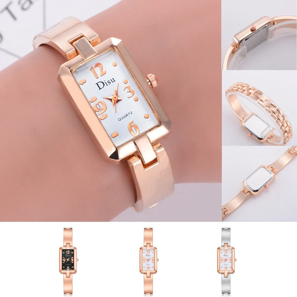 Elegant Rose Gold Plated Rectangular Fashion Watches