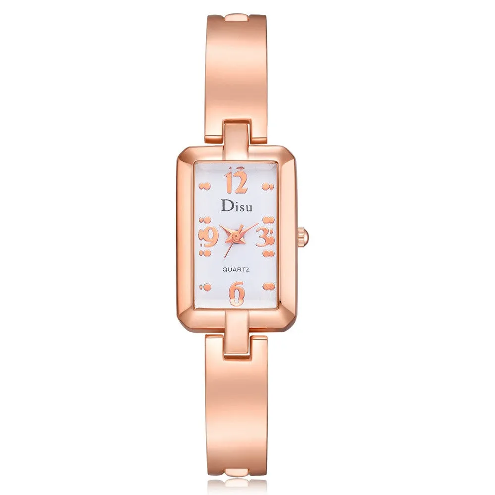 Elegant Rose Gold Plated Rectangular Fashion Watches