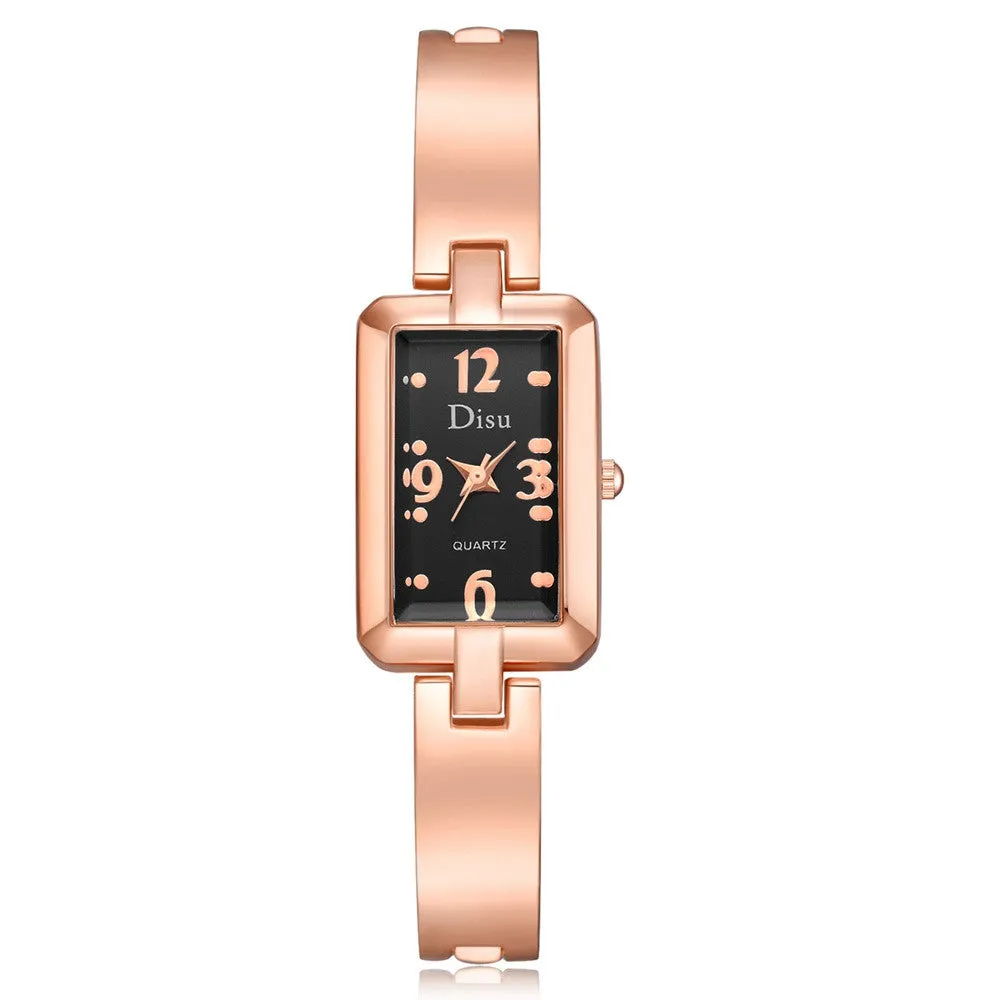 Elegant Rose Gold Plated Rectangular Fashion Watches