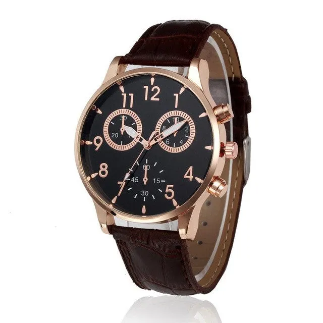 Fashion Luxury Leather Strap Quartz Watch for Men