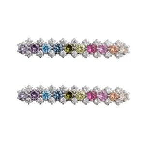 Fine Silver Plated Hair Clip with Cubic Zirconia