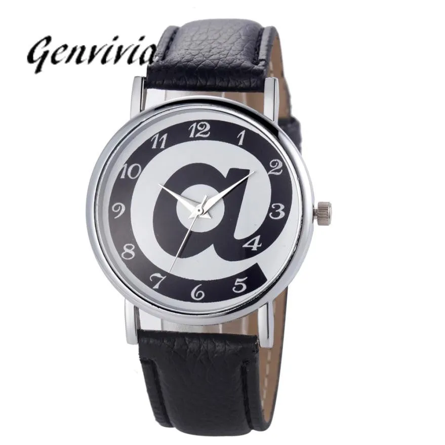 Genvivia Fashion Diamond Analog Leather Wrist Watch