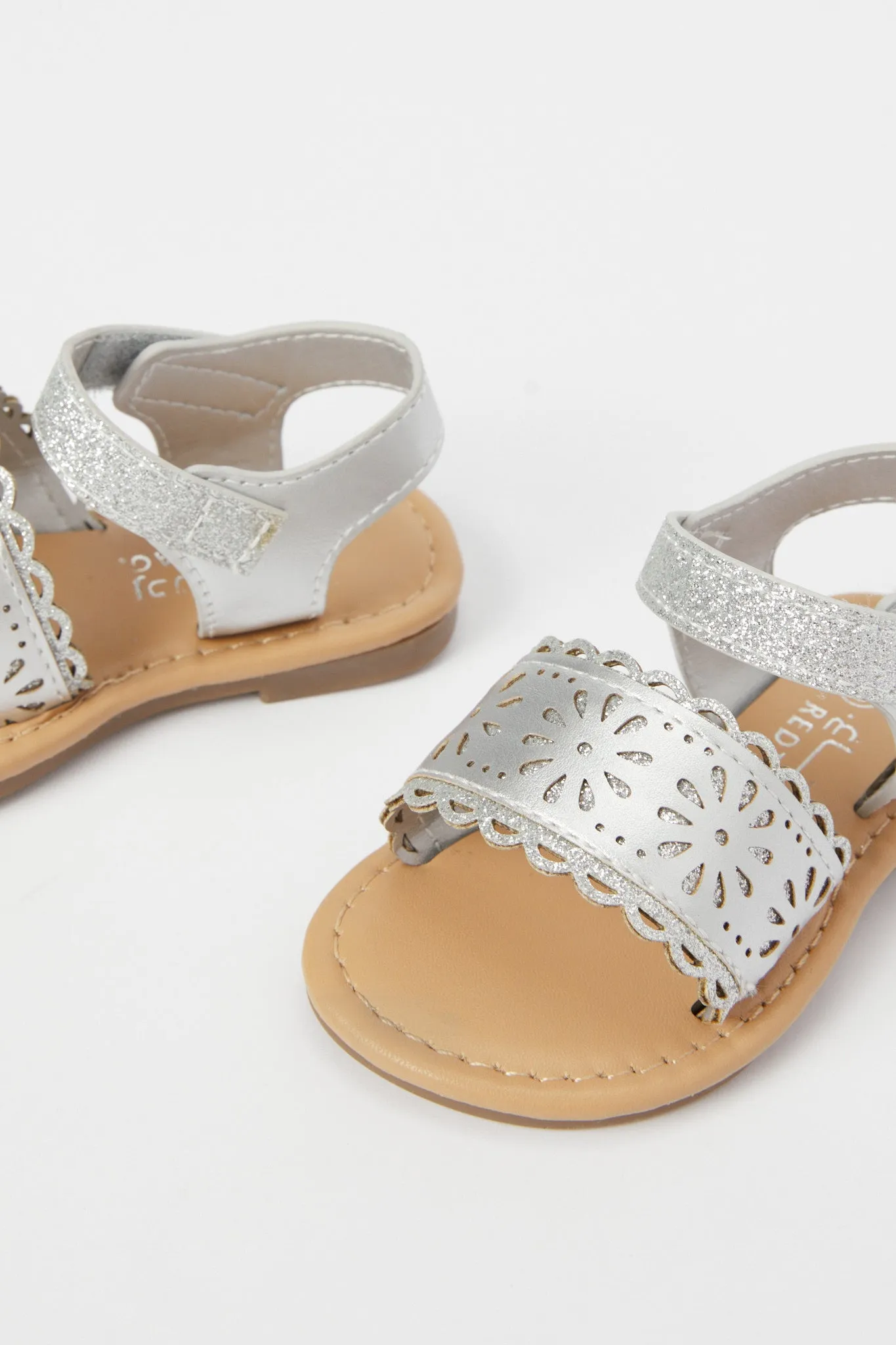 Girls Silver Laser Cut Sandal