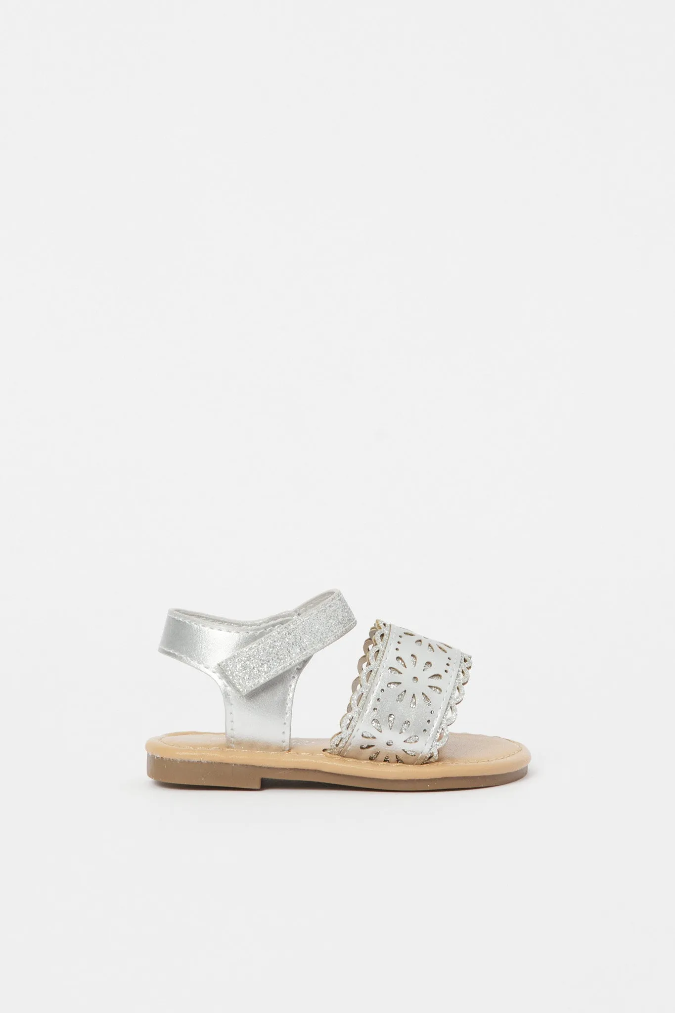 Girls Silver Laser Cut Sandal