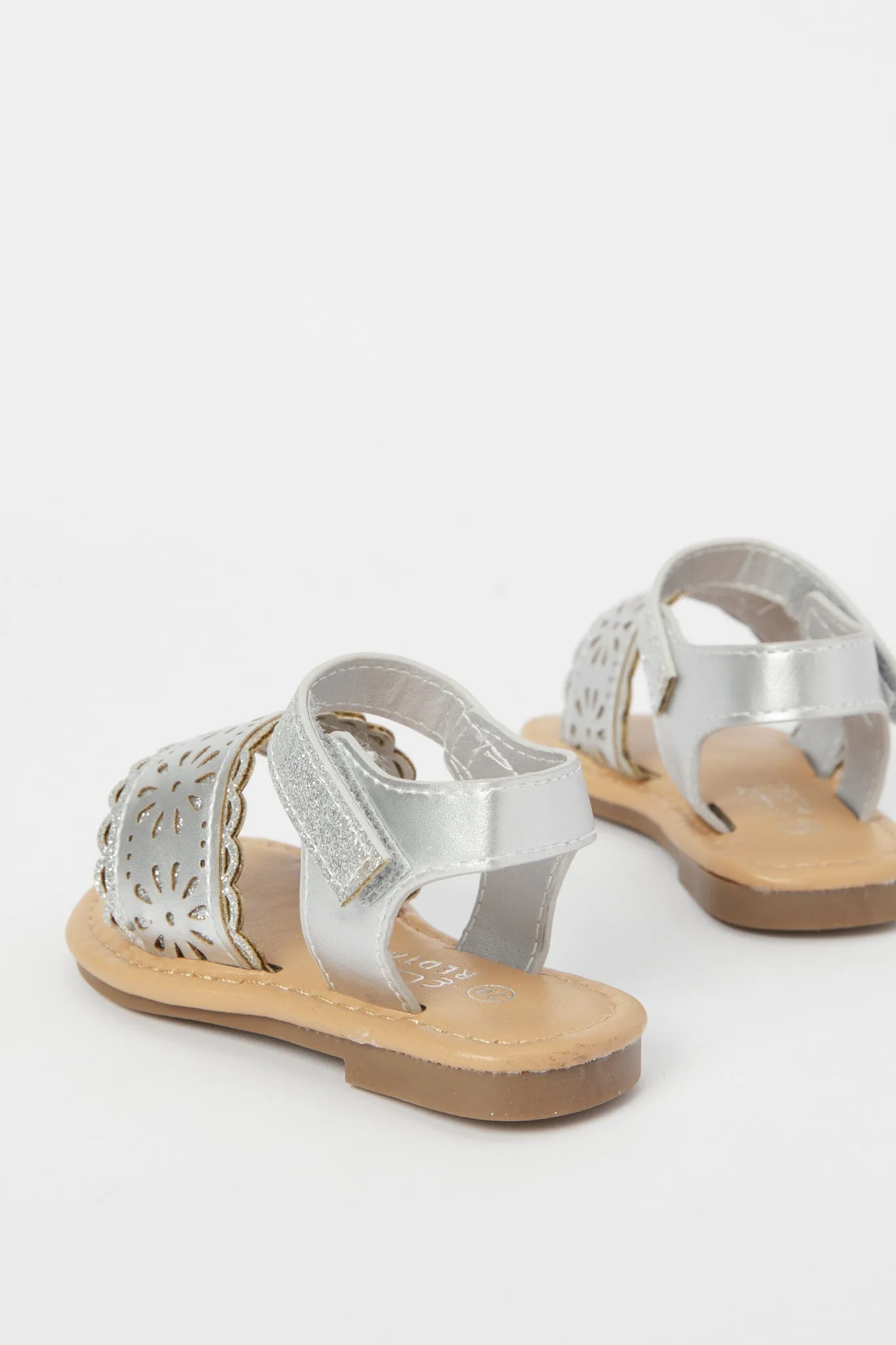 Girls Silver Laser Cut Sandal