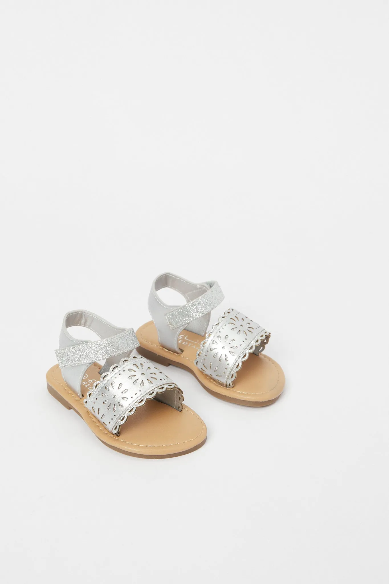 Girls Silver Laser Cut Sandal