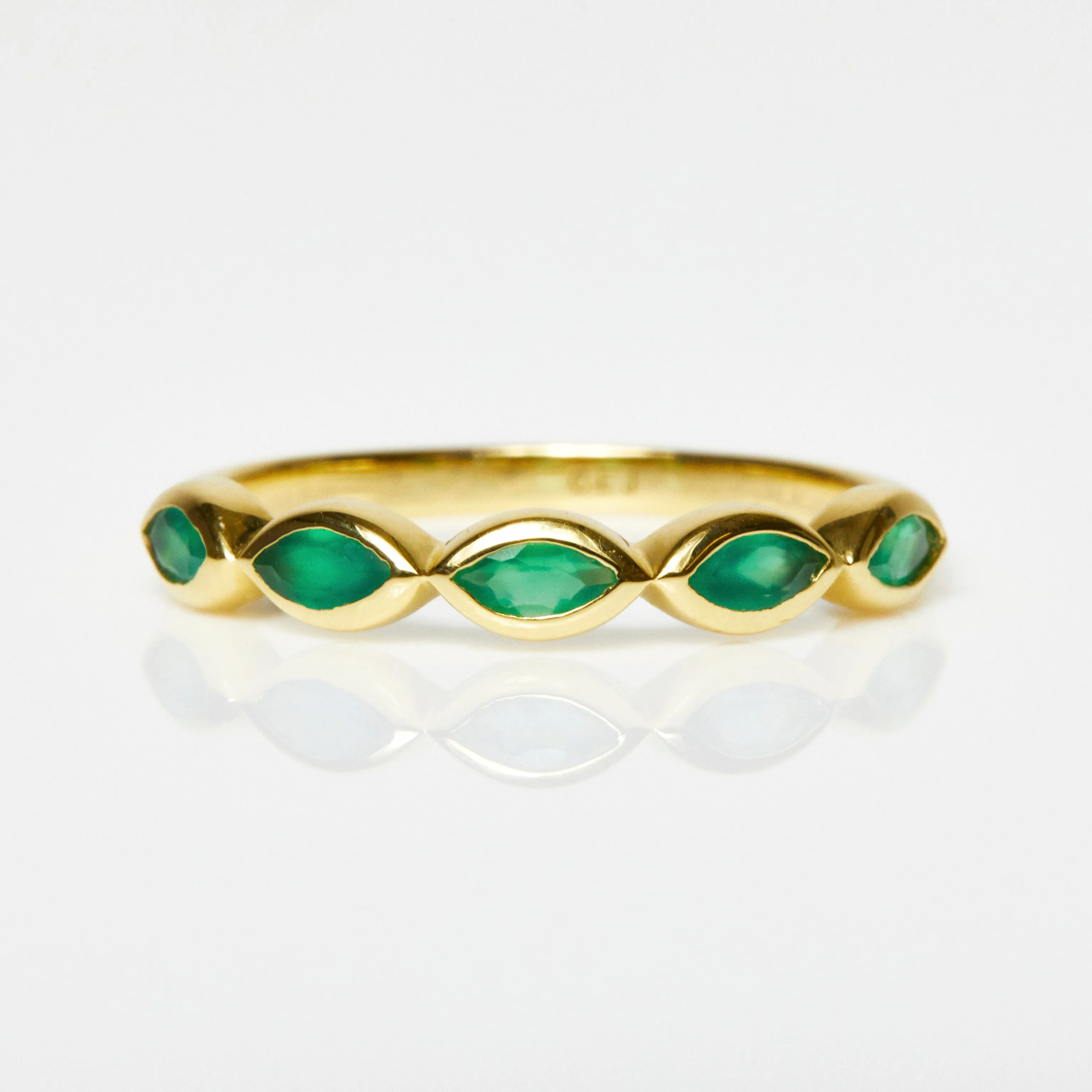 Green Onyx Marquise Gemstone Stacking Ring