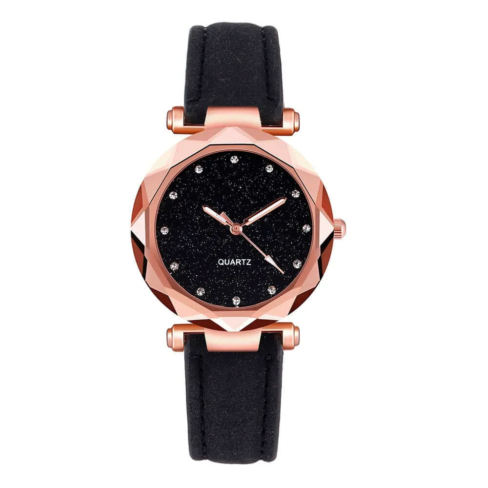 Ladies Fashion Korean Rhinestone Rose Gold Quartz Watch Female Belt Watch Women's Watches Fashion Clock Watch Women Watches #vk