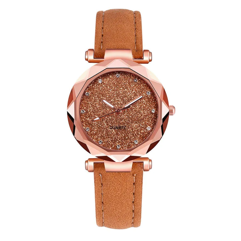 Ladies Fashion Korean Rhinestone Rose Gold Quartz Watch Female Belt Watch Women's Watches Fashion Clock Watch Women Watches #vk