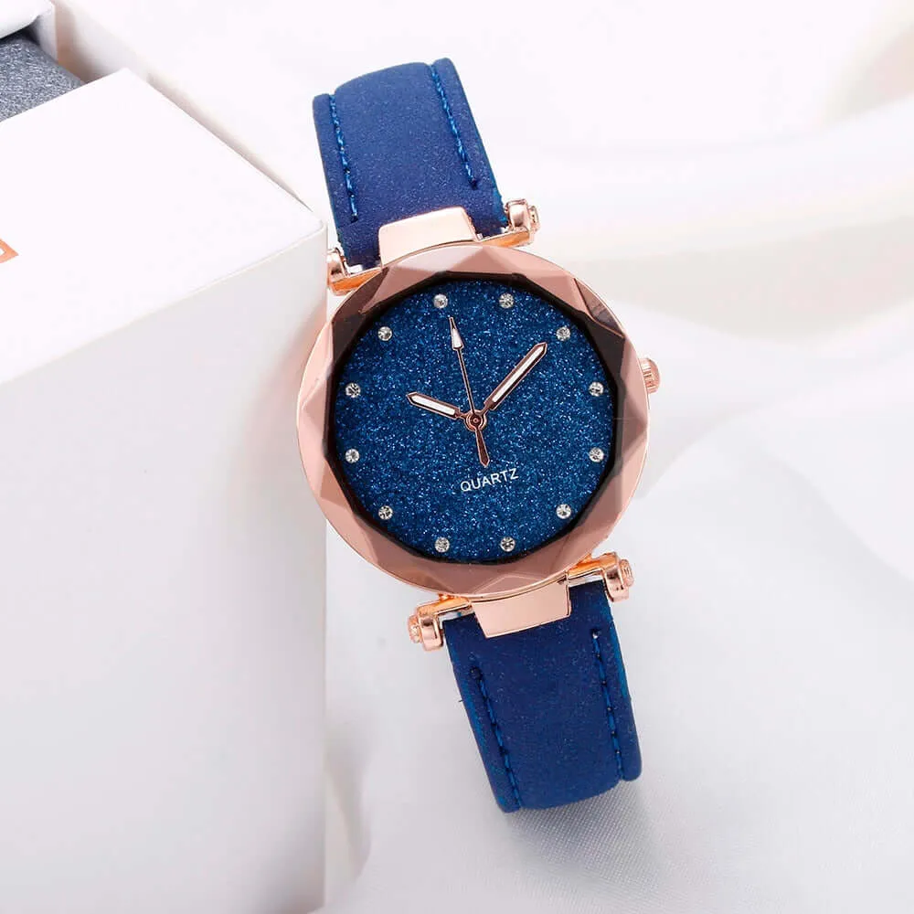 Ladies Fashion Korean Rhinestone Rose Gold Quartz Watch Female Belt Watch Women's Watches Fashion Clock Watch Women Watches #vk