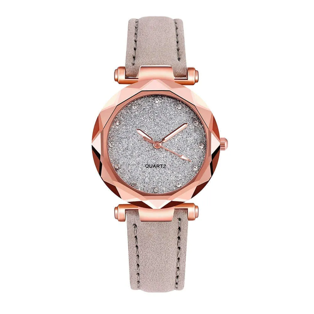 Ladies Fashion Korean Rhinestone Rose Gold Quartz Watch Female Belt Watch Women's Watches Fashion Clock Watch Women Watches #vk