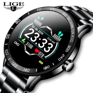 LIGE Mens Smart Watch with Chronograph, Pedometer, HR & BP Monitor