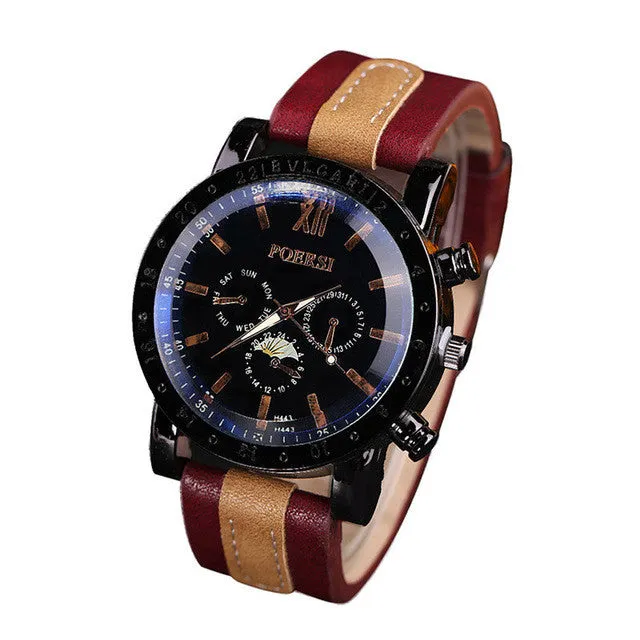 Luxury Dress Clock Men's Watches Analog Saat Quartz Faux Leather Sport Wrist Watch Relogio Masculino Large Discount