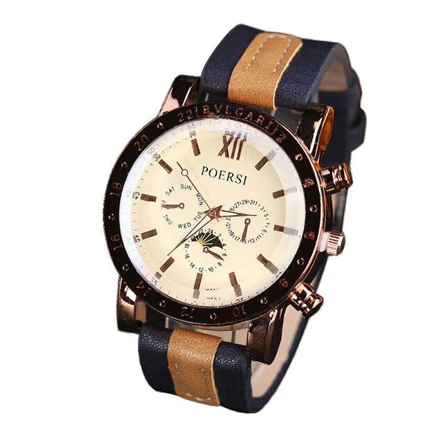 Luxury Dress Clock Men's Watches Analog Saat Quartz Faux Leather Sport Wrist Watch Relogio Masculino Large Discount