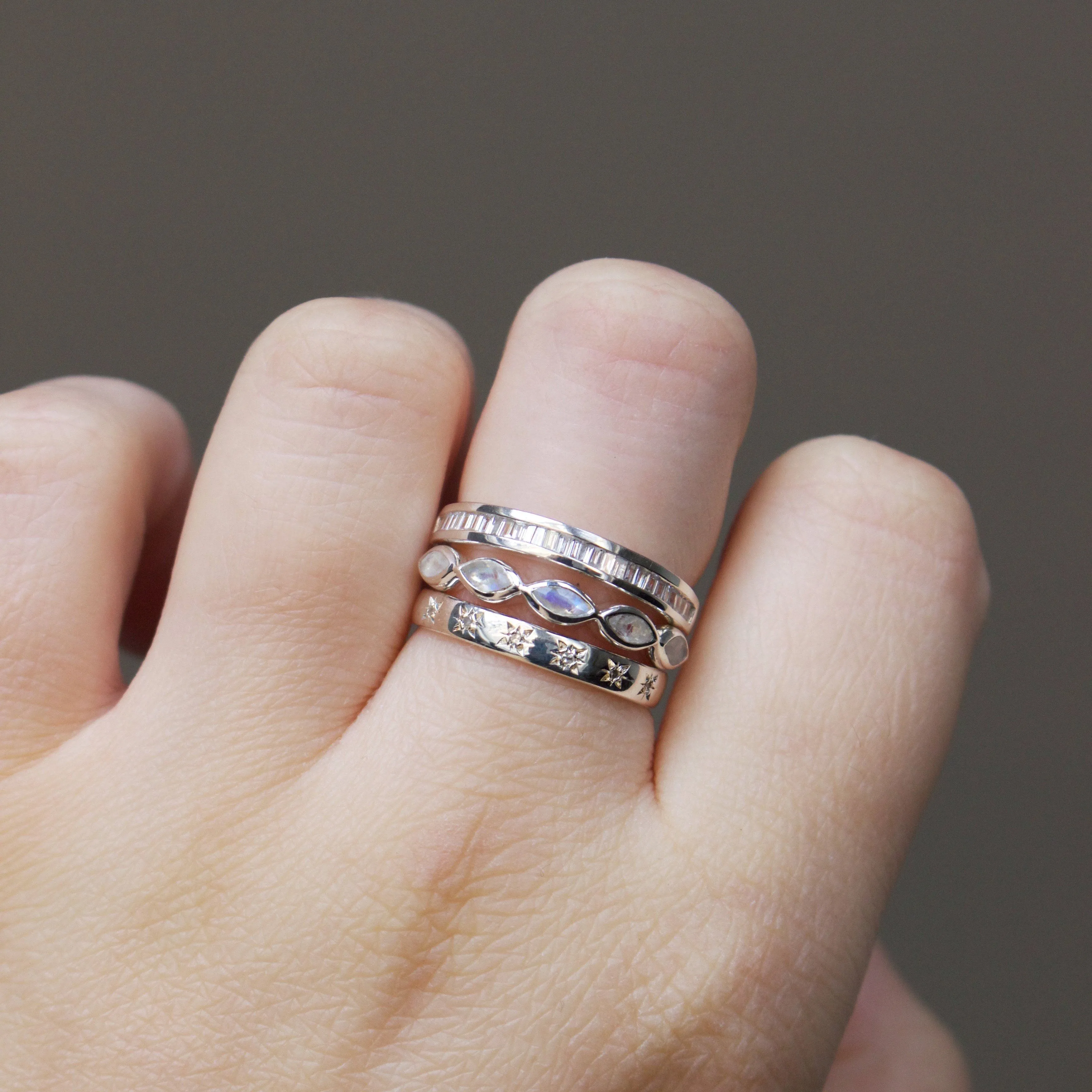 Moonstone Marquise Gemstone Stacking Ring