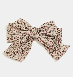 Multi Floral Print Ribbon Bow Hair Clip