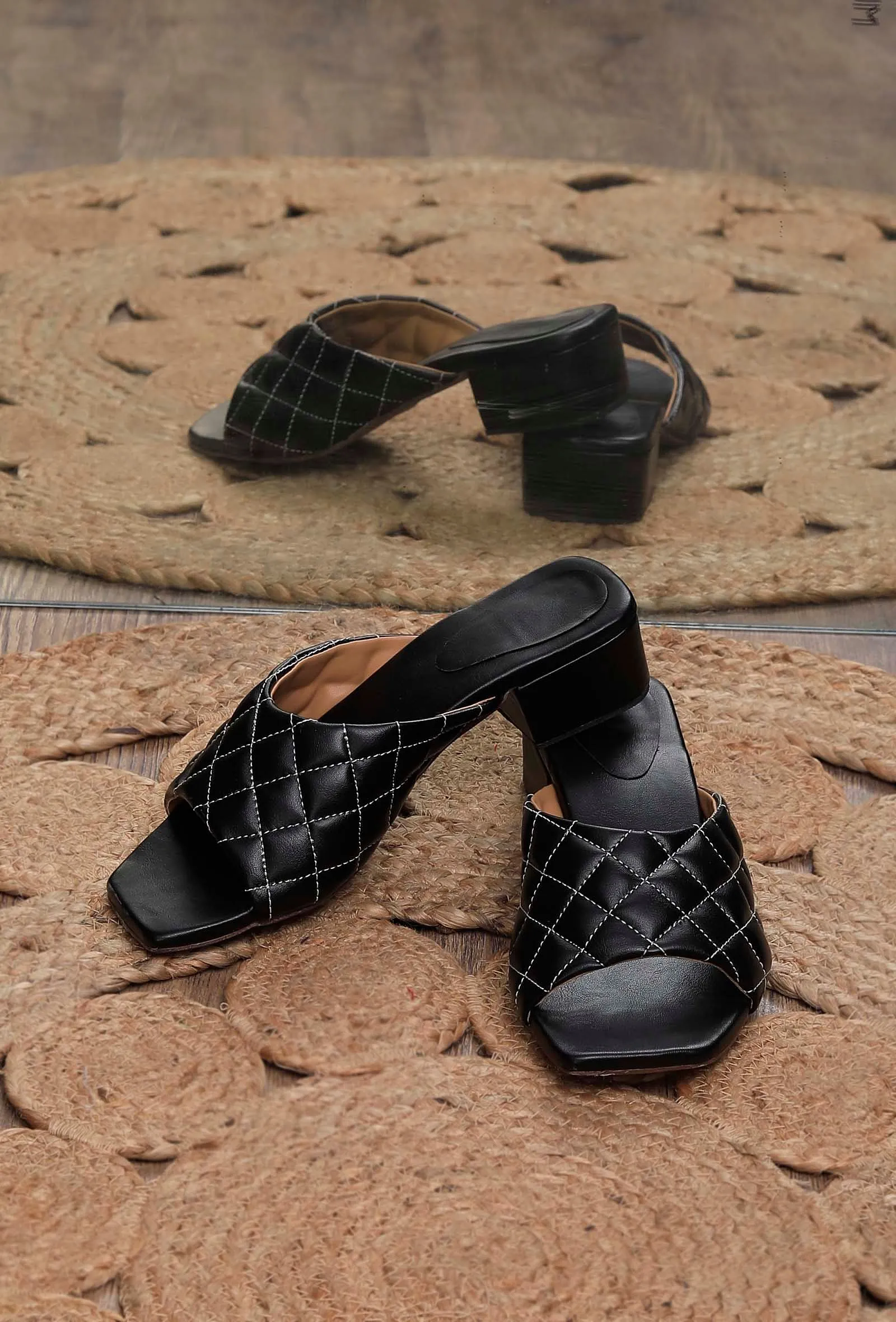 Pebble Black Cruelty Free Leather Heels