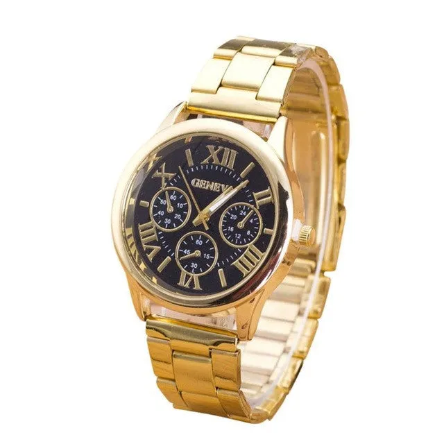 Quartz Stainless Steel Gold Watches for Women