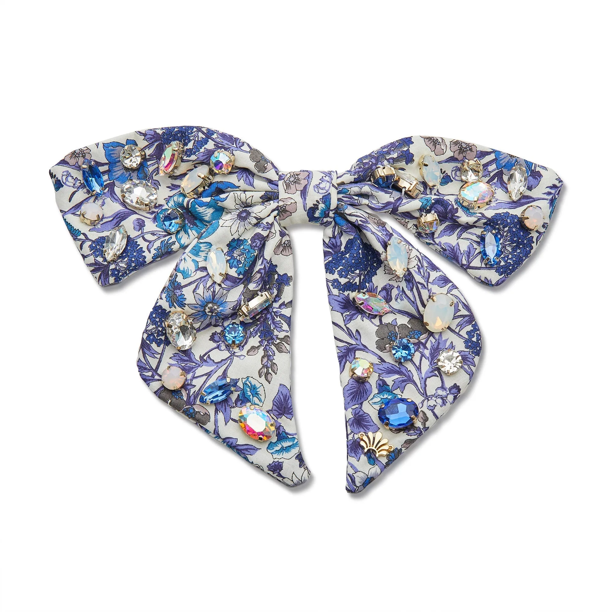 RACHEL FLORAL GLITTERING CRYSTAL BOW BARRETTE