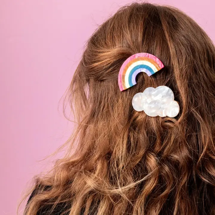 Rainbow & Cloud Colored Pearl Hair Clip Set