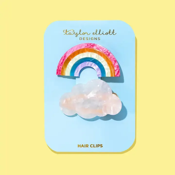 Rainbow & Cloud Colored Pearl Hair Clip Set