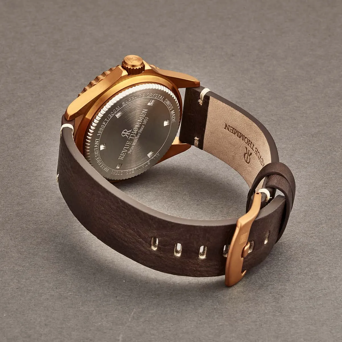 Revue Thommen Men's 17571.2596 'Diver' Brown Dial Brown Leather Strap Bronze/Steel Automatic Watch