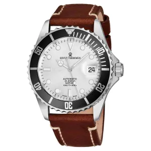 Revue Thommen's Men's 17571.2527 'Diver' Silver Dial Light Brown Leather Strap Swiss Automatic Watch