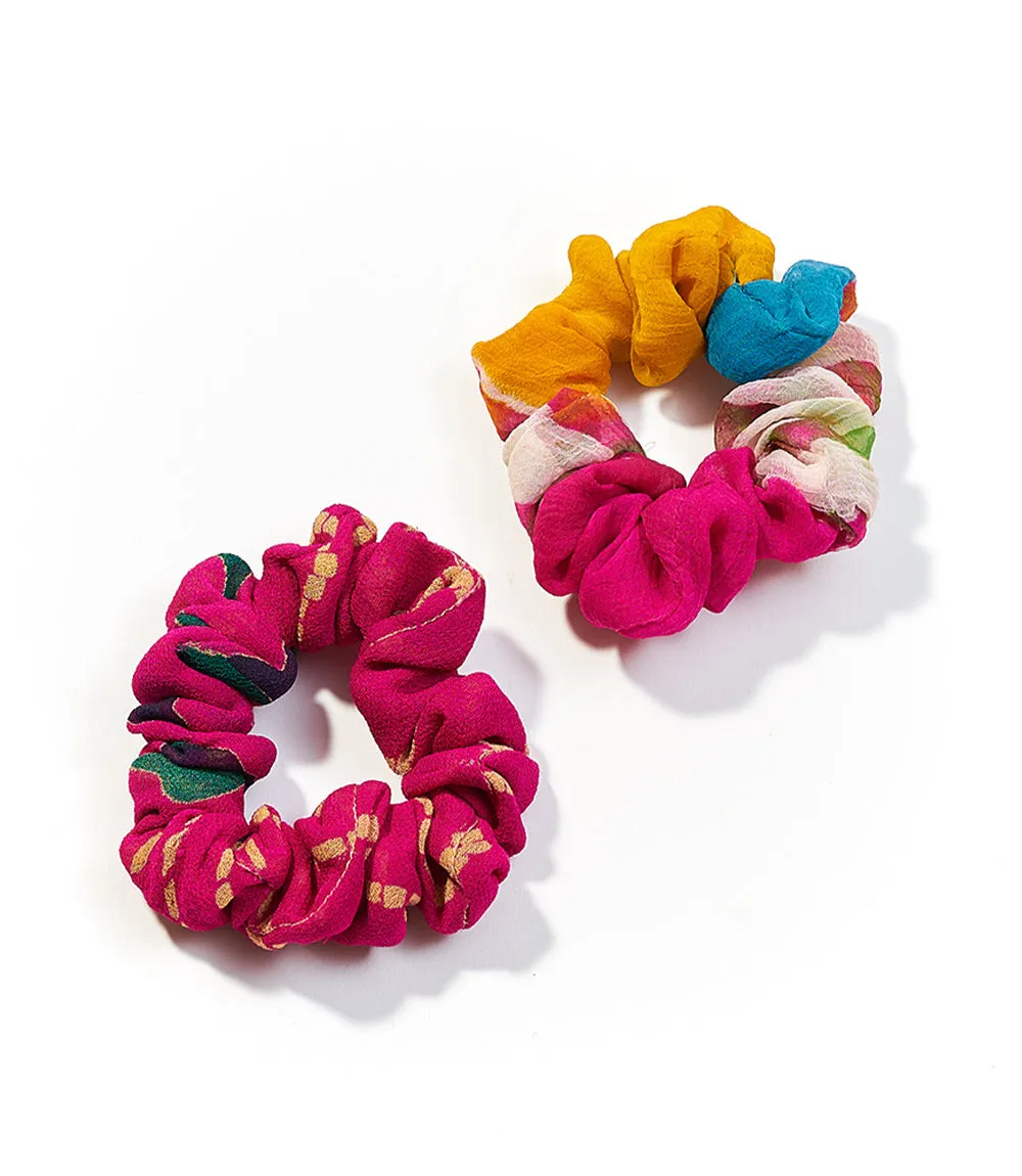 Scrunchies Set of 2 - Assorted Upcycled Sari Fabric