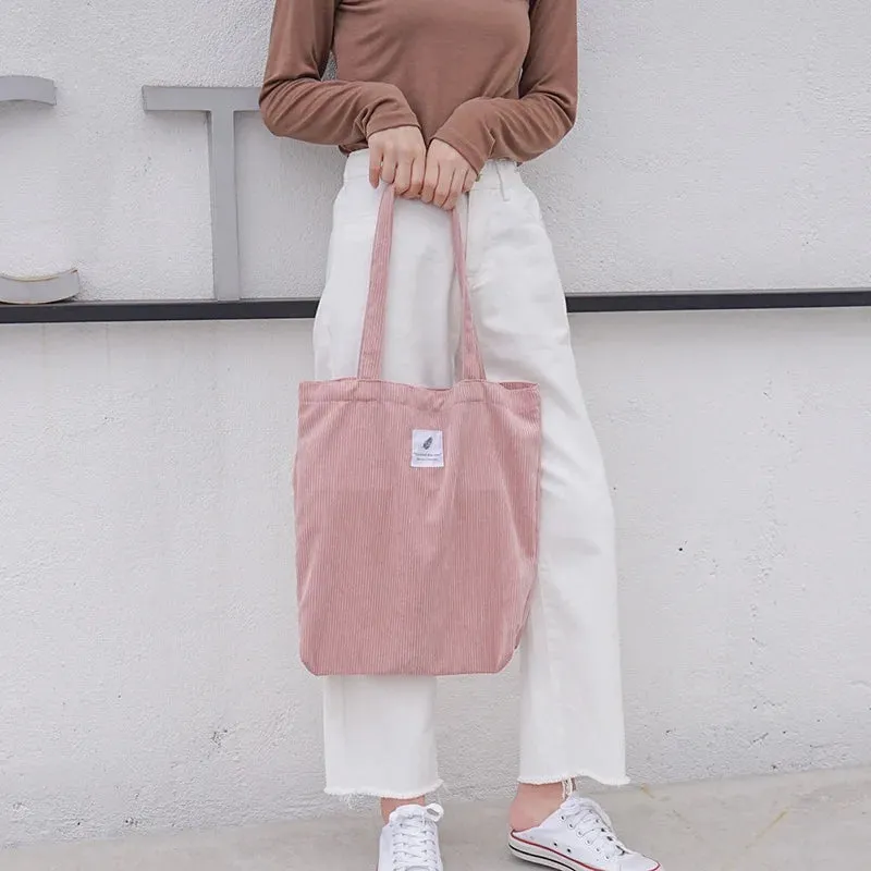 Simple INS Corduroy Shopping Tote Bag