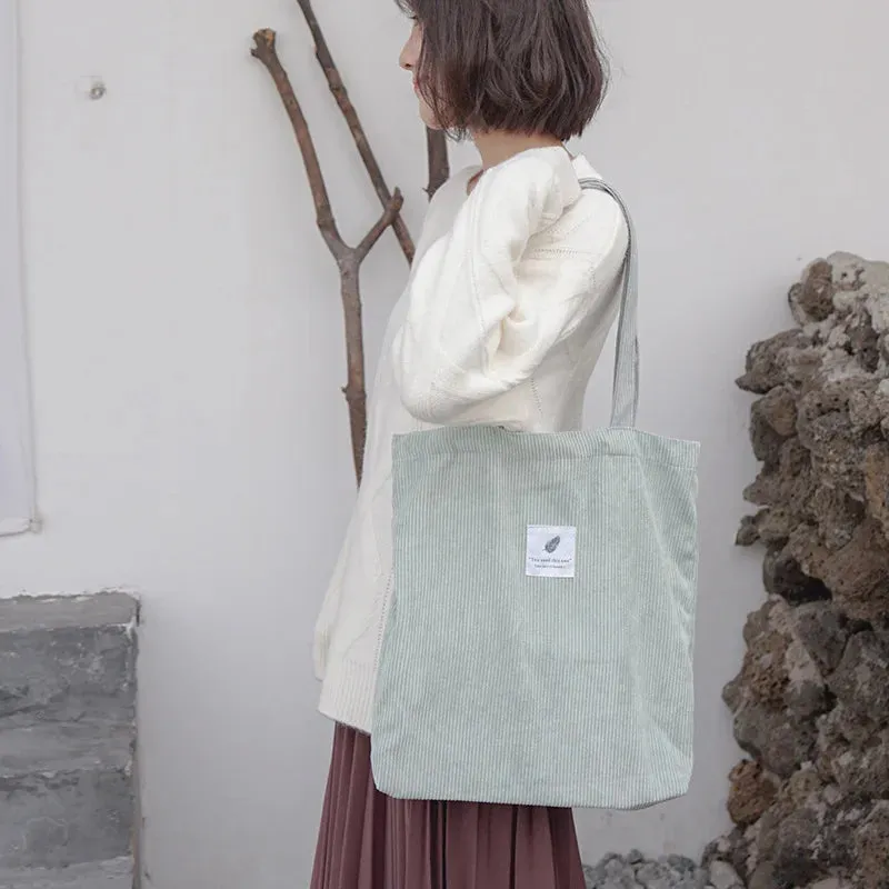 Simple INS Corduroy Shopping Tote Bag