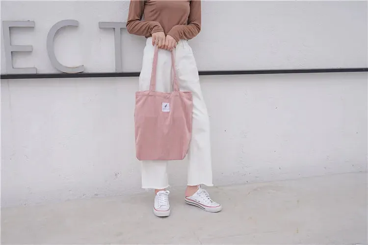 Simple INS Corduroy Shopping Tote Bag