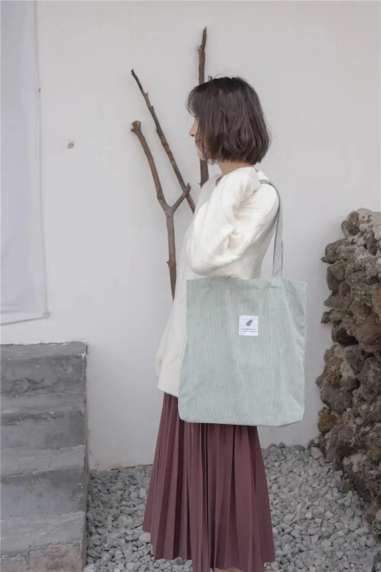 Simple INS Corduroy Shopping Tote Bag