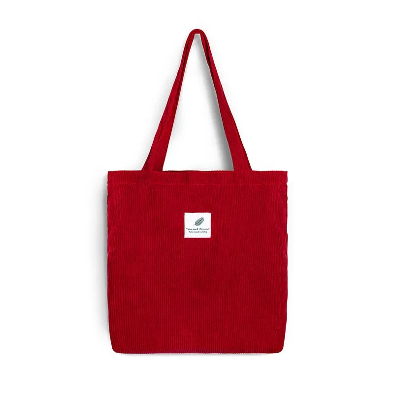 Simple INS Corduroy Shopping Tote Bag